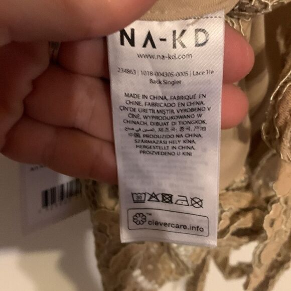 NA-KD NWT beige lace tie back singlet Size S/ EU 34 - Picture 5 of 7